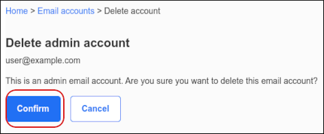 Hosting Panel - Email - Delete account confirmation